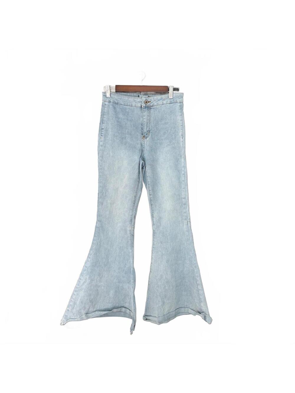 rue21 Light Wash Acid Wash Super High Rise Mega Flare Jeans Women's Size 7